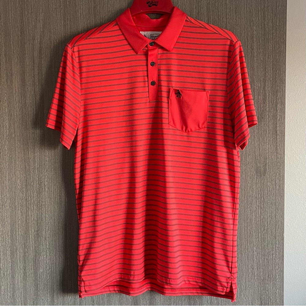 Penguin Golf Polo - Munsingwear Original & Coral - Size Medium